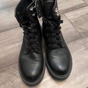 Black combat boots